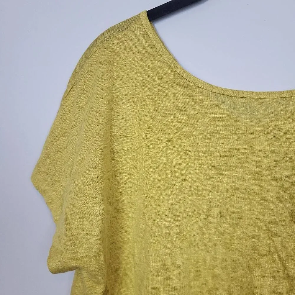 Rachel Zoe 100% Linen Button Back Top Sz Small Yellow Lagenlook Beachy Boho NWT